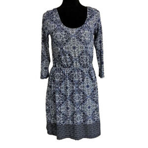 𝅺PINK Rose junior stretch blue and white knit dress size small